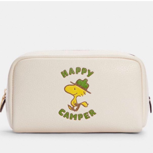 Coach X Peanuts Happy Camper Small Boxy Cosmetic Case With Woodstock - Picture 1 of 8